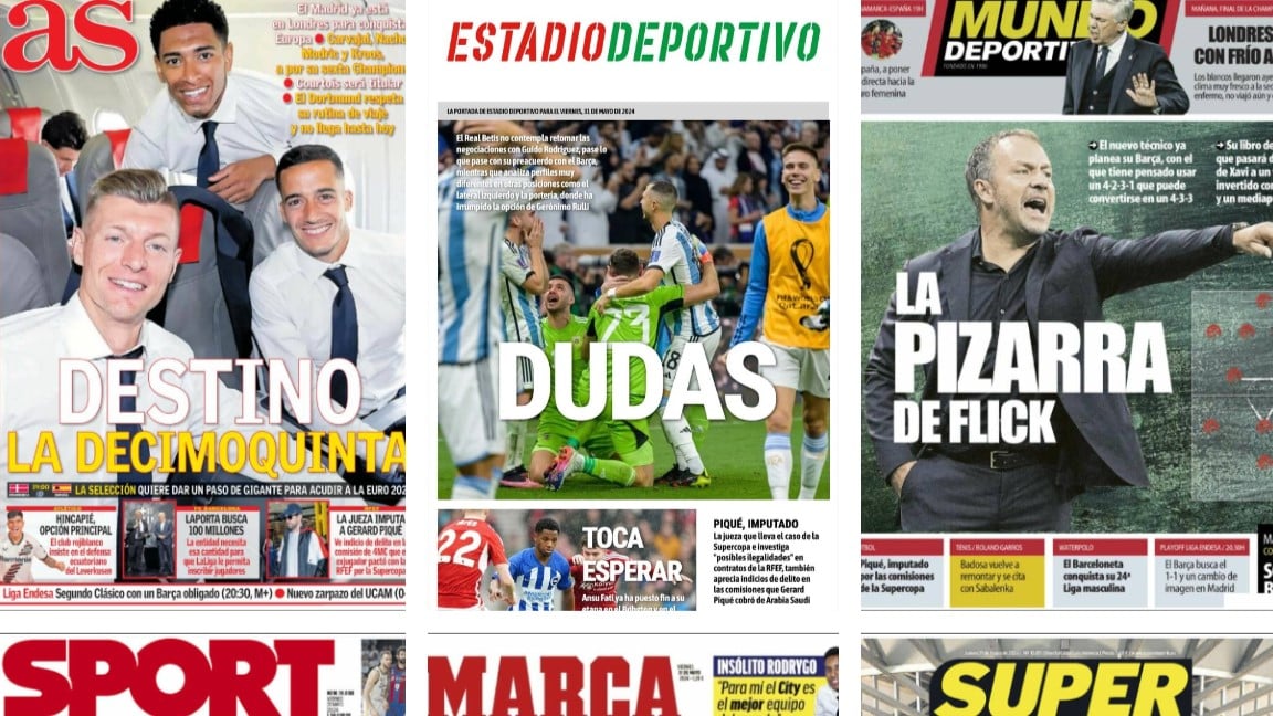 El Madrid ya está en Londres, el Betis se lo piensa con Guido y Flick al ataque... así vienen las portadas de hoy