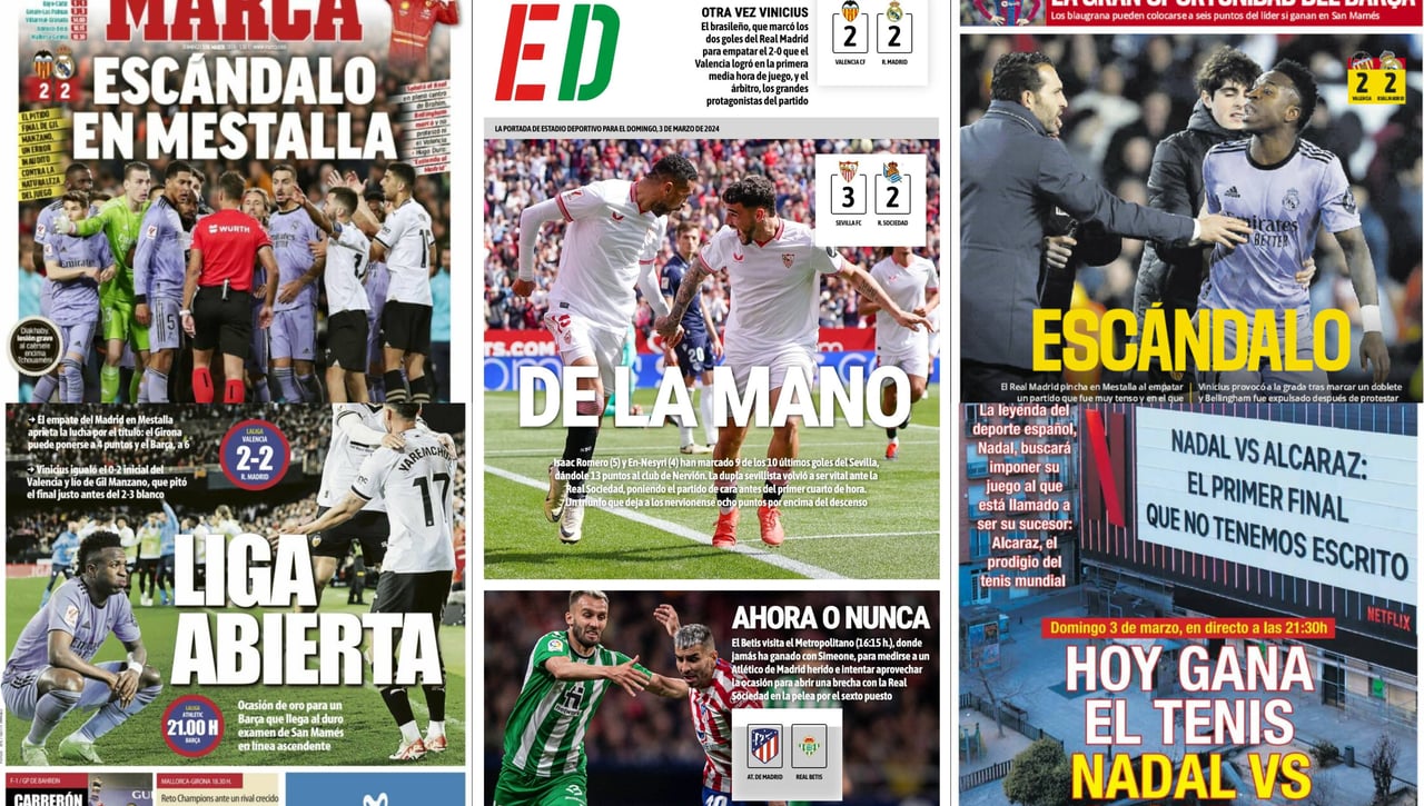 En-Nesyri e Isaac, 'de la mano', 'Escándalo en Mestalla', 'Liga abierta'... Así vienen las portadas