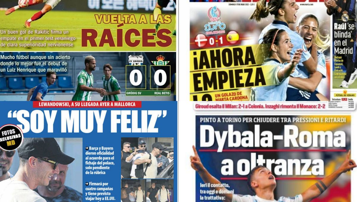 Las raíces del Sevilla y la ilusión del Betis, España a cuartos, Lewandowski ya es "feliz"... Así vienen las portadas