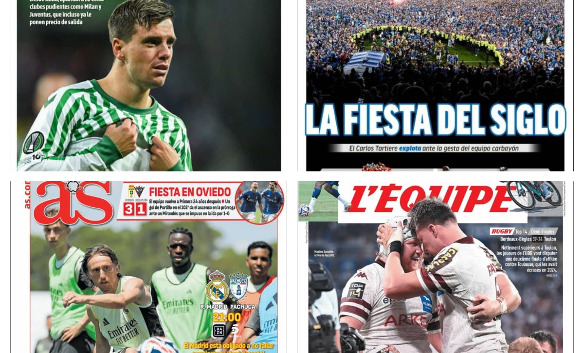 Fiesta en Oviedo, Lo Celso peligra, el Real Madrid se la juega, adiós a la Rojita...así vienen las portadas