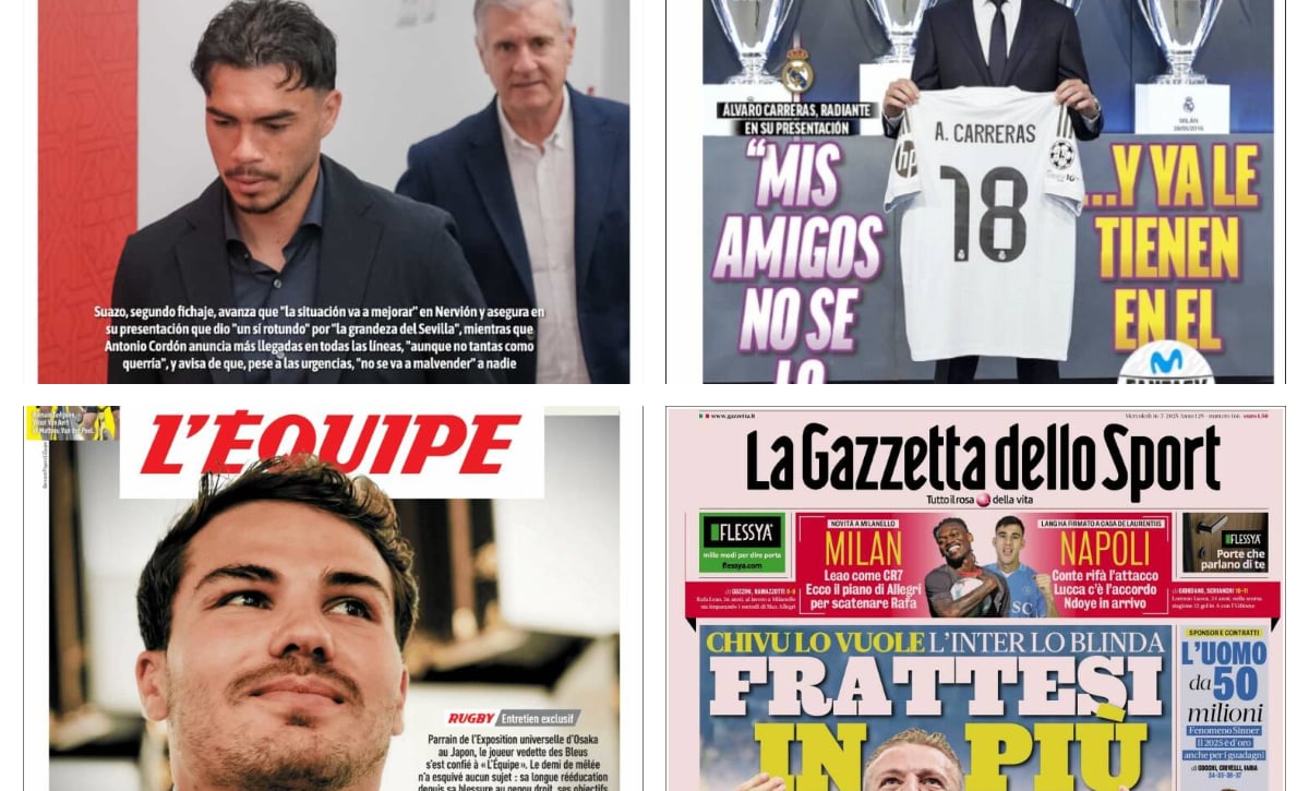 Suazo ya está en Sevilla, Álvaro Carreras en Madrid, llega Almada...así vienen las portadas