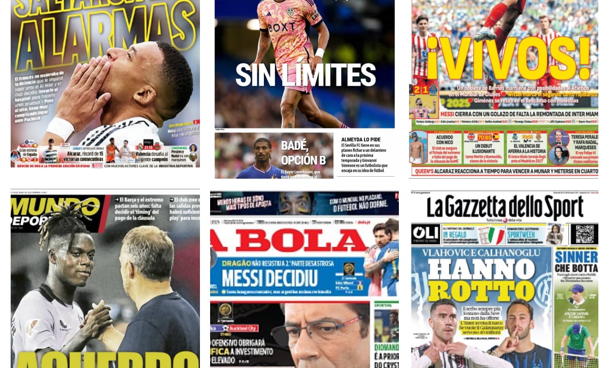 La victoria del Atleti, el fichaje de Junior, el acuerdo por Nico Williams, los problemas de Mbappé... así vienen las portadas