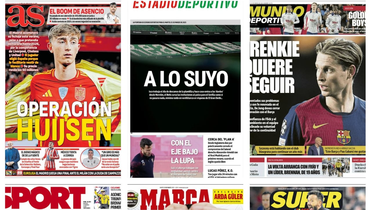 El Betis pasa de polémicas, el fichaje de Huijsen, Frenkie de Jong se queda... Así vienen las portadas del día