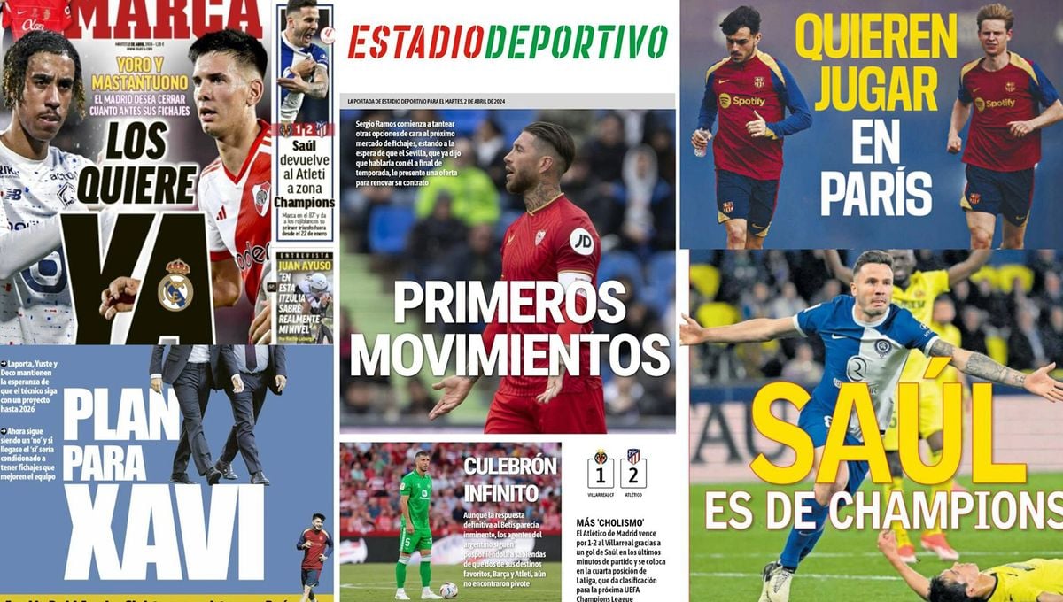 El posible adiós de Sergio Ramos, dos fichajes de Real Madrid, el futuro de Xavi... Así vienen las portadas