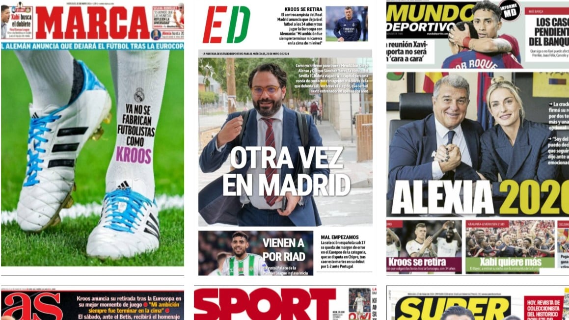 Toni Kroos se retira, Alexia Putellas renueva y gran final de la Europa League... así vienen las portadas hoy
