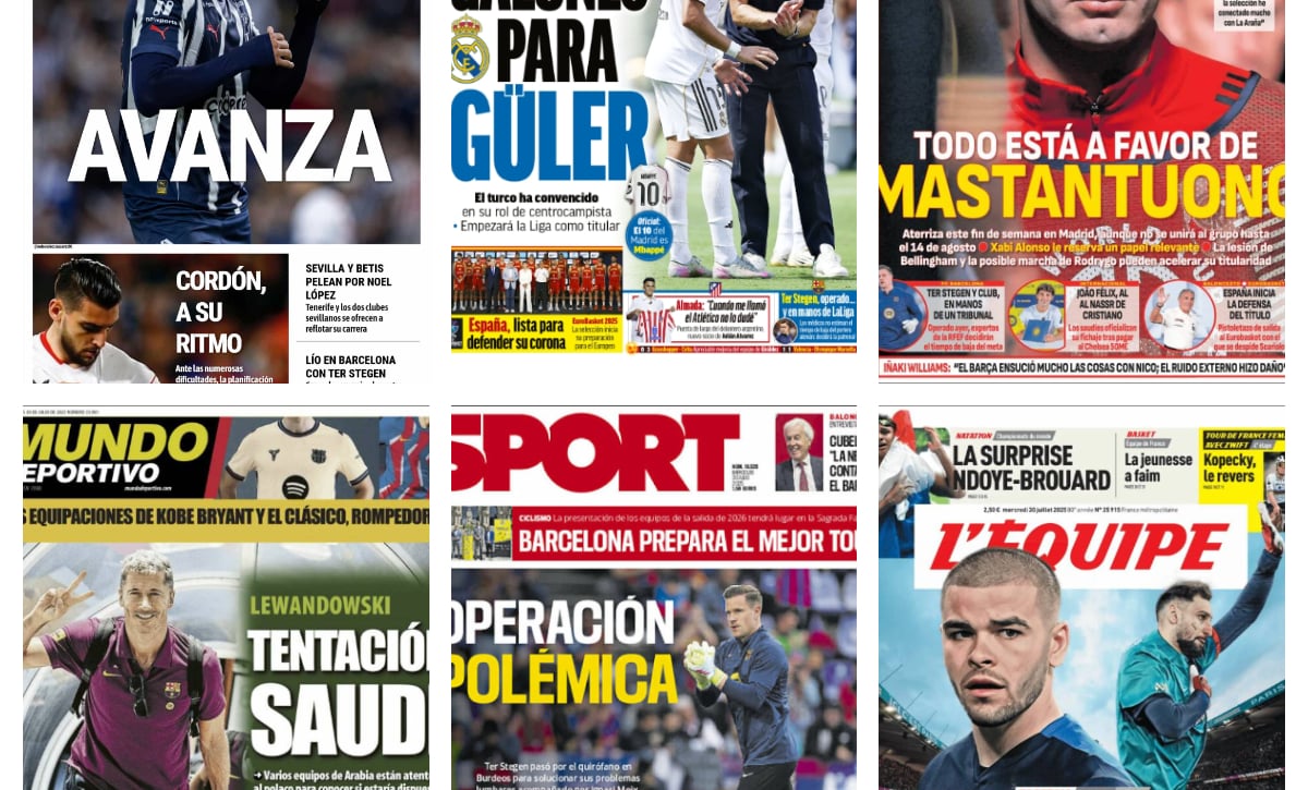 El fichaje de Deossa, la polémica con Ter Stegen, la figura de Arda Güler... así vienen las portadas