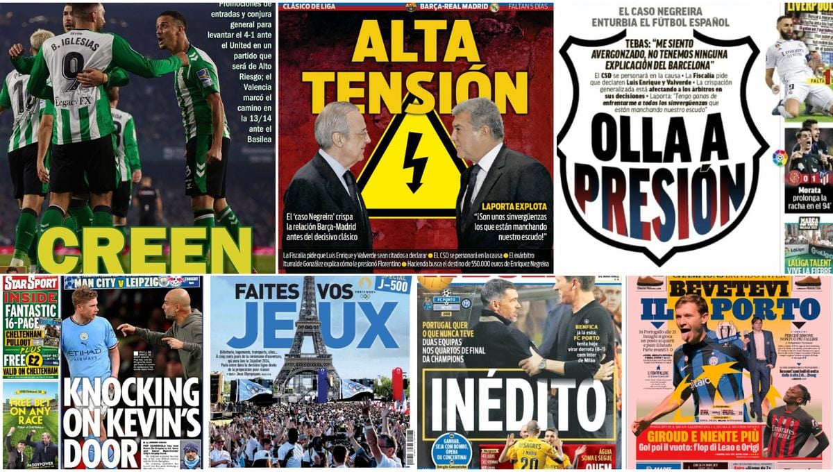 El Betis cree, el Sevilla se mueve, el Madrid presiona, el Barça se pica y suena la Champions en las portadas del martes