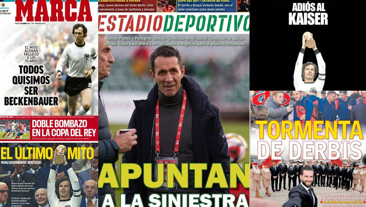 El adiós del Káiser, el derbi en la Copa, el objetivo del Betis... Así vienen las portadas del 9 de enero