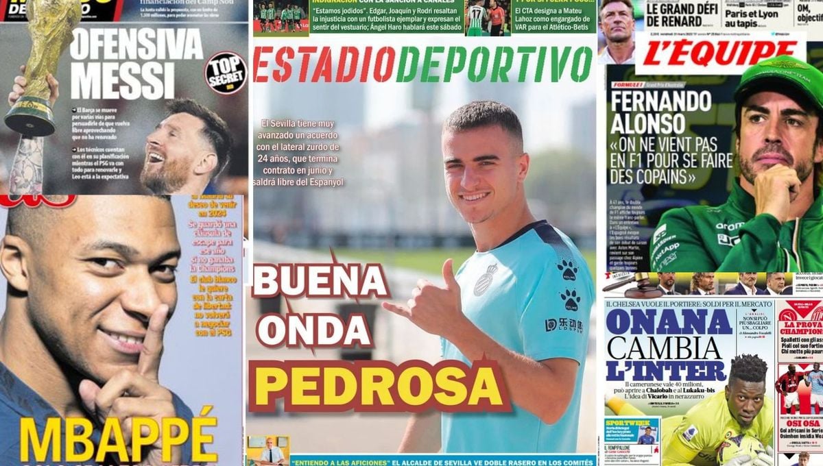 El fichaje del Sevilla, la indignación del Betis, Alonso, Mbappé, Messi... así vienen las portadas