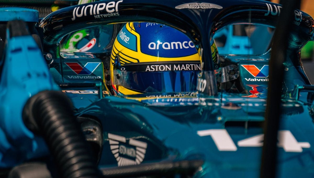 Fernando Alonso se baja del coche antes de la carrera