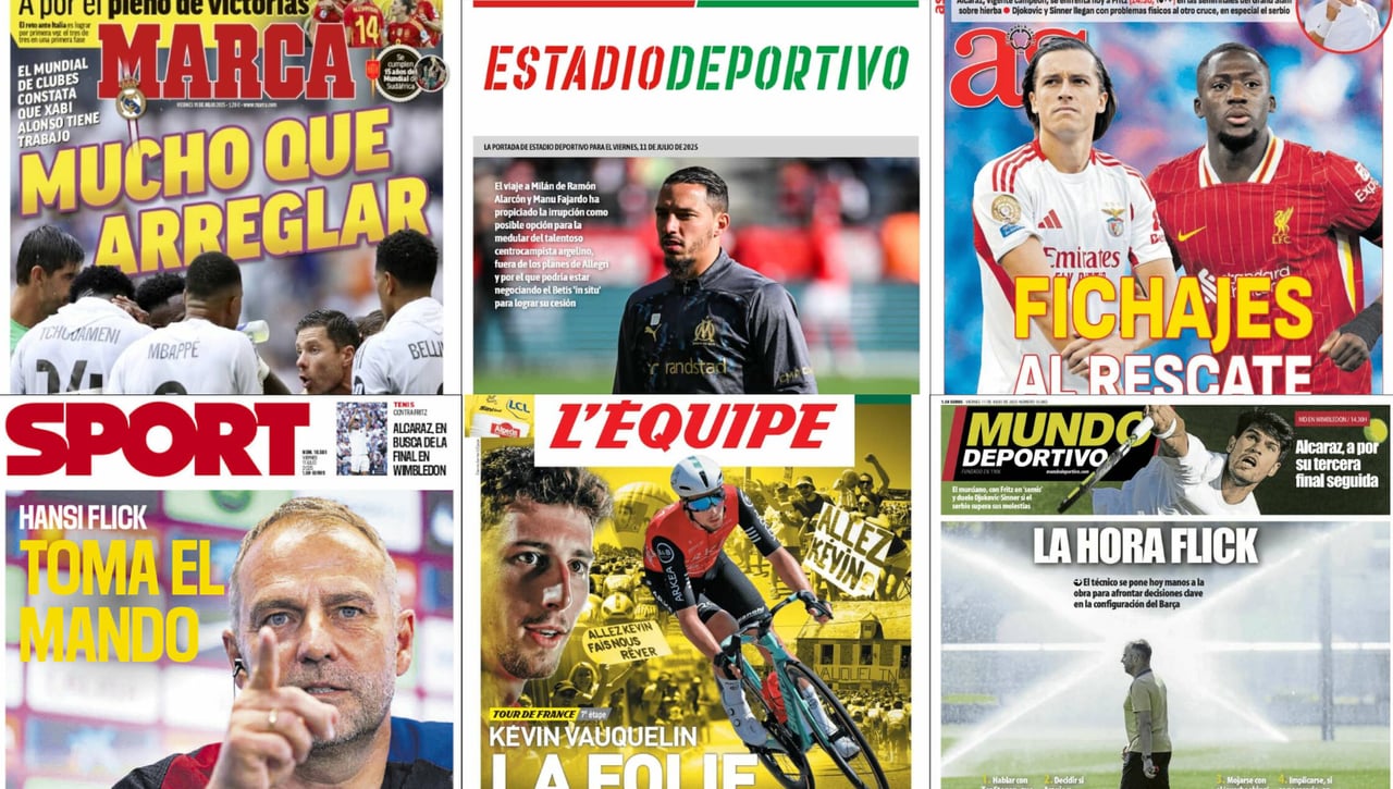 Las dudas del Real Madrid, los fichajes, la era Flick y los movimientos de Betis y Sevilla... así vienen las portadas del 11 de julio
