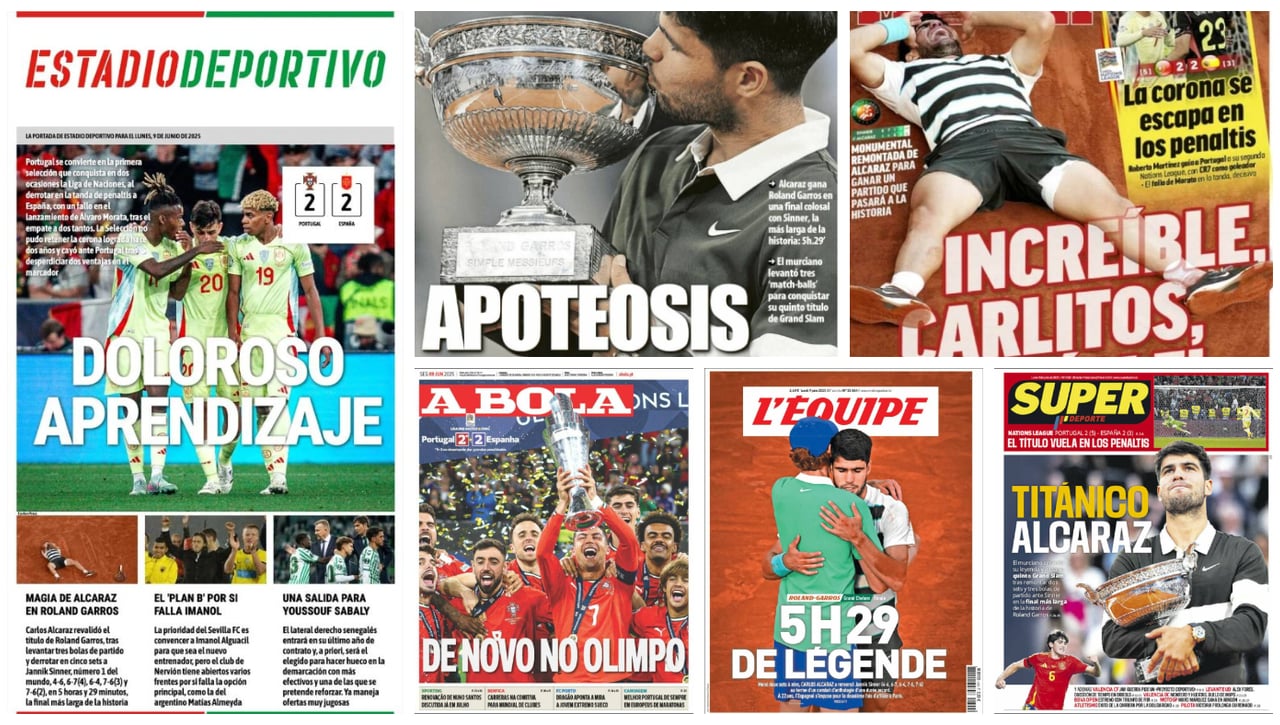 Dolor y Gloria: Morata regala a Carlos Alcaraz todas las portadas de este agridulce lunes, 9 de junio 