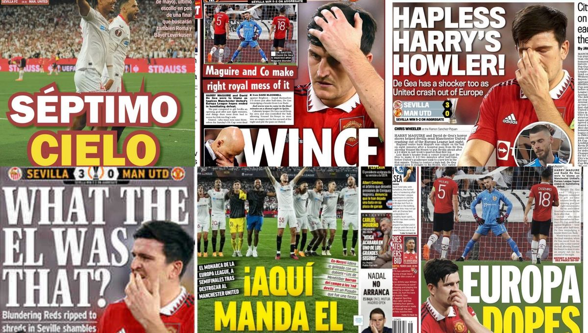 La portadas se ceban con el United, Maguire y De Gea tras el repaso del Sevilla