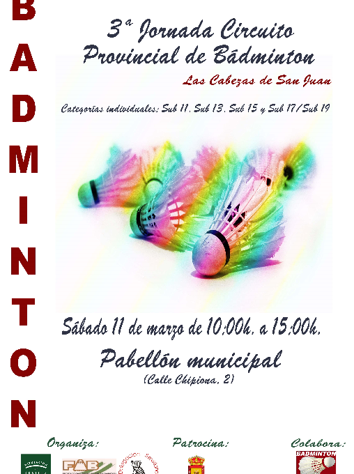 Las Cabezas de San Juan acogerán la tercera jornada del Circuito Provincial de bádminton