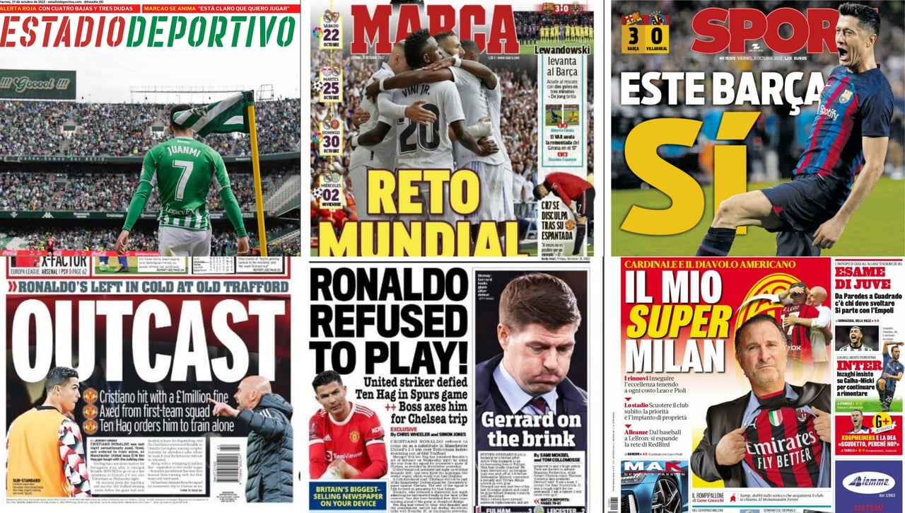 Juanmi y su vuelta, Lewandowski suma y sigue, el enésimo lío de Ronaldo en el United... Así vienen las portadas