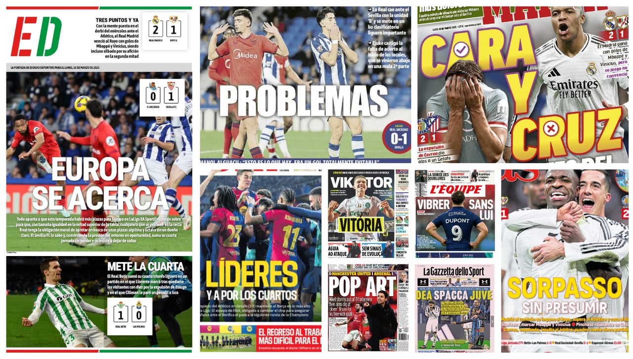 Órdago del Sevilla, Poker del Betis, Cara y Cruz, EuroDerbi... las portadas del lunes 10 de marzo de 2025  