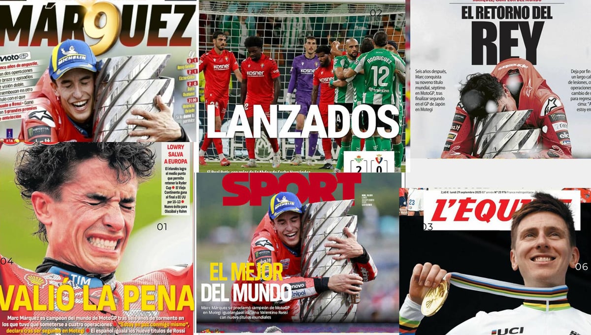 La proeza de Marc Márquez, el liderato del Barça, los triunfos de Sevilla y Betis... Así vienen las portadas