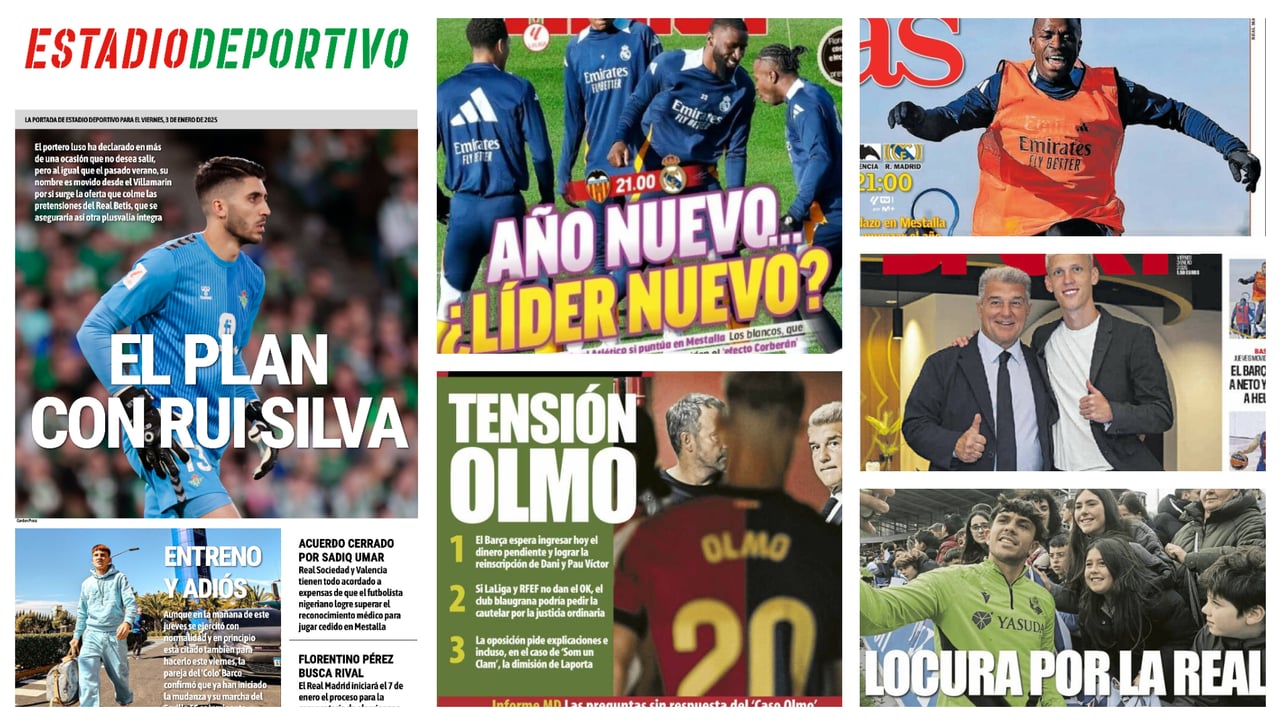 El plan con Rui Silva, la salida de Barco, Dani Olmo... así llegan las portadas 3 de enero de 2025