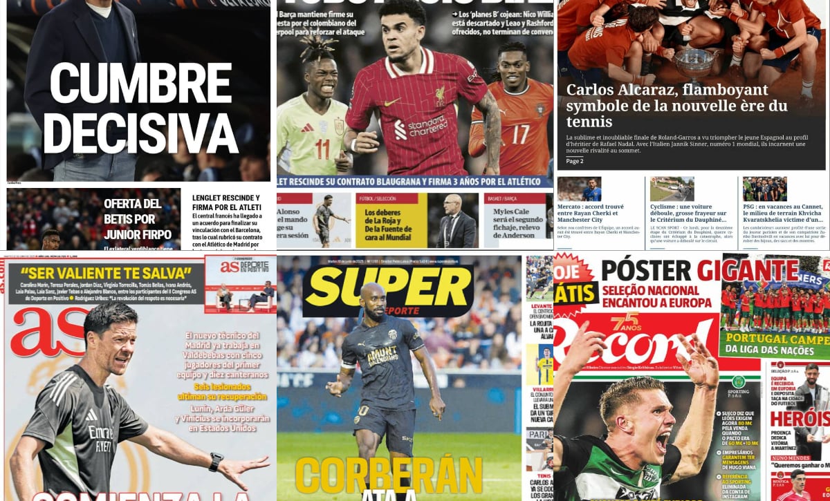 El primer día de Xabi Alonso, Zubimendi, Luis Díaz, Alcaraz... así vienen las portadas del 10 de junio