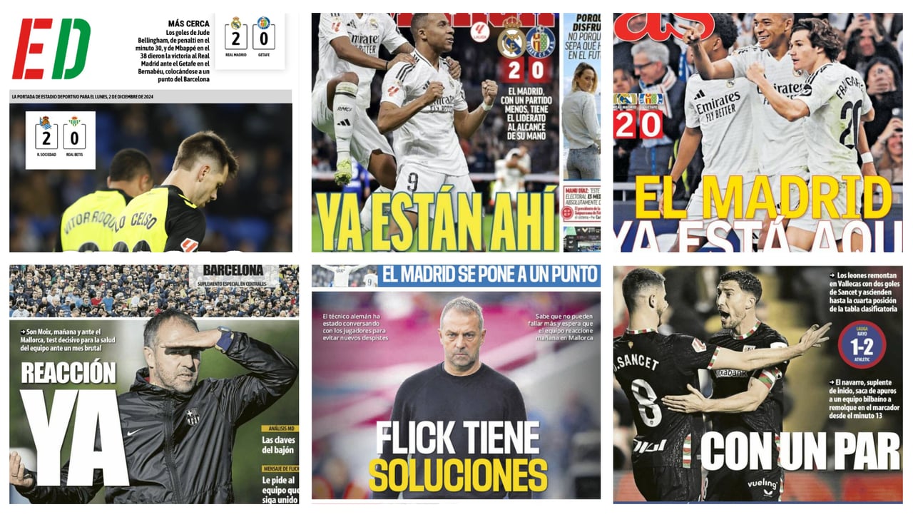 Crisis del Betis, turno para el Sevilla, Mbappé... así llegan las portadas del 2 de diciembre de 2024