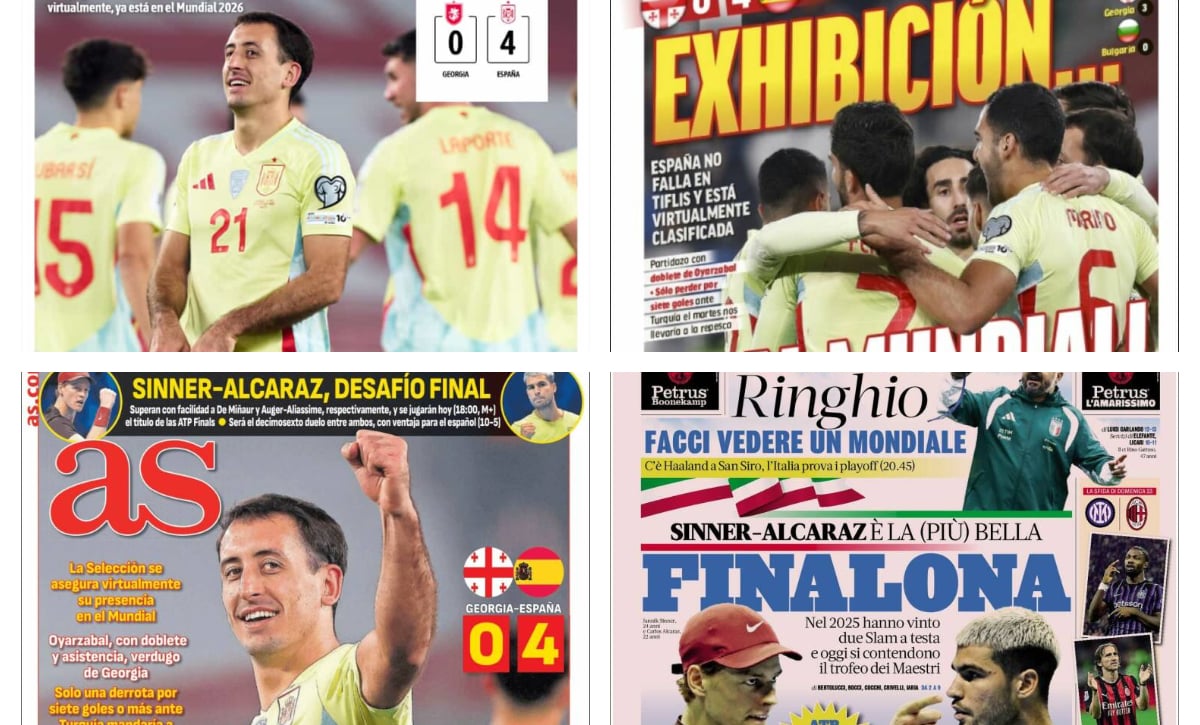 España mira al mundial, otro Alcaraz-Sinner, el Bernabéu recibe a la NFL…así vienen las portadas del domingo 16 de noviembre