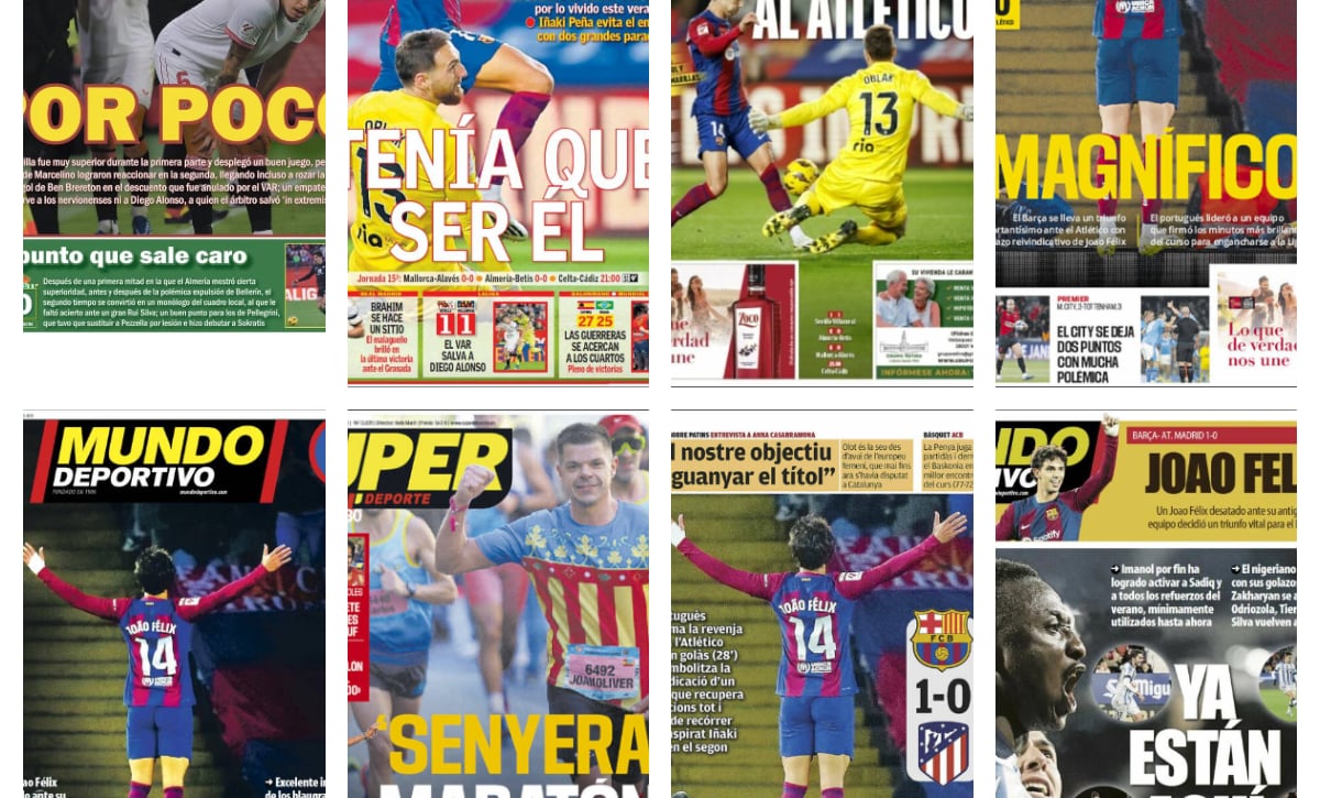 Joao Félix, Diego Alonso, Marcelino, Bellerín... así vienen las portadas del lunes 4 de diciembre