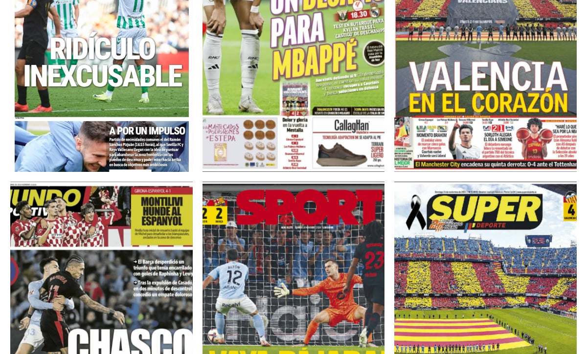 El emotivo homenaje en Mestalla, la pájara del Barça y el reto de Mbappé: así vienen las portadas
