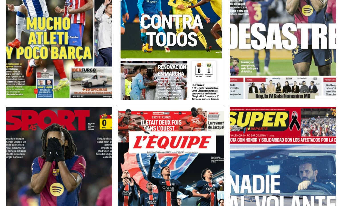 El 'pepinazo' al Barça, la victoria del Atlético, el triunfo del Betis en Villarreal... así vienen las portadas
