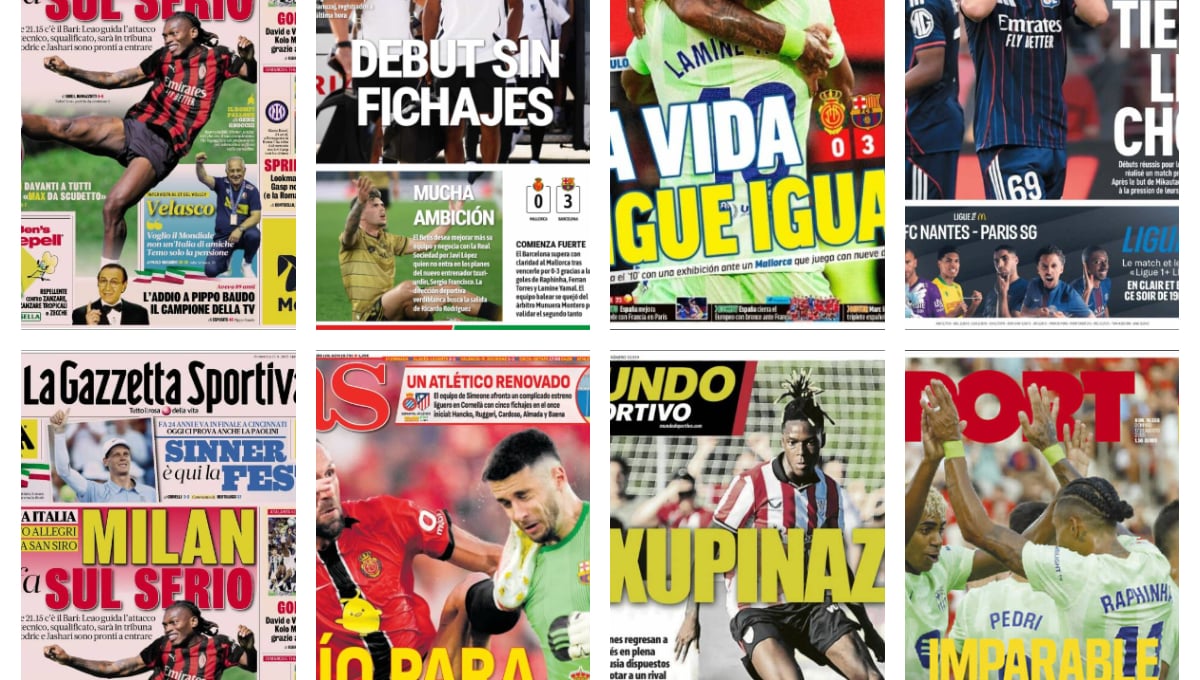 Debut sin fichajes en el Sevilla, Javi López para el lateral bético, la polémica del Barça en Mallorca... Así vienen las portadas