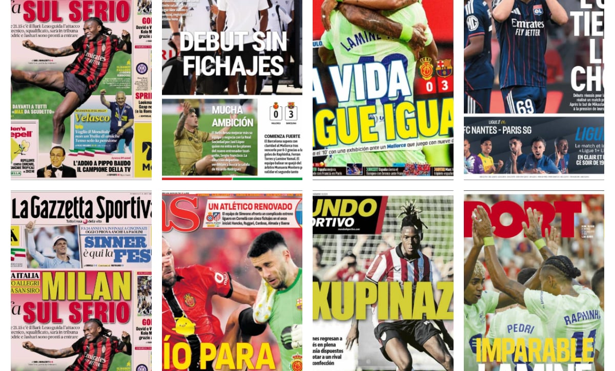 Debut sin fichajes en el Sevilla, Javi López para el lateral bético, la polémica del Barça en Mallorca... Así vienen las portadas