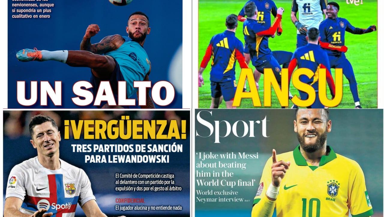 Depay, Aouar, Bellerín, Ansu Fati, Lewandowski... Los protagonistas de las portadas de hoy