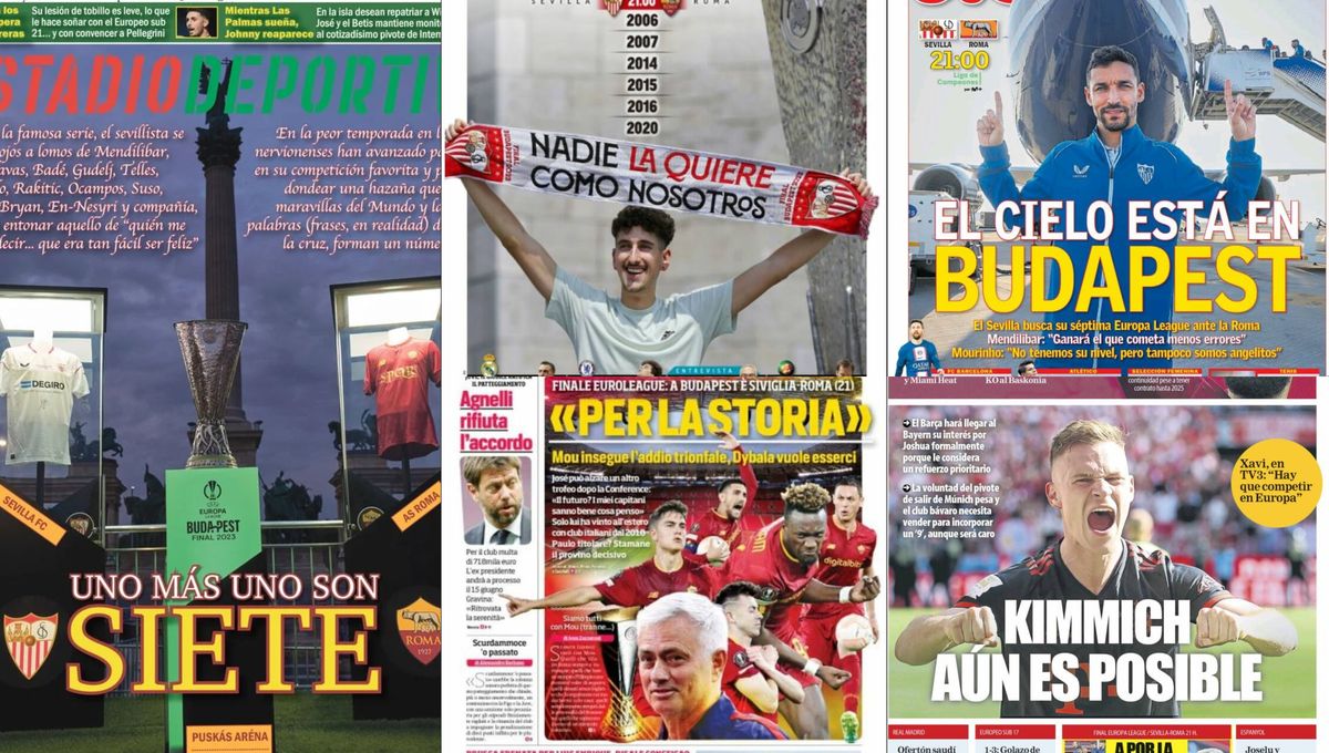 La final de la Europa League entre Sevilla y Roma, protagonista en las portadas