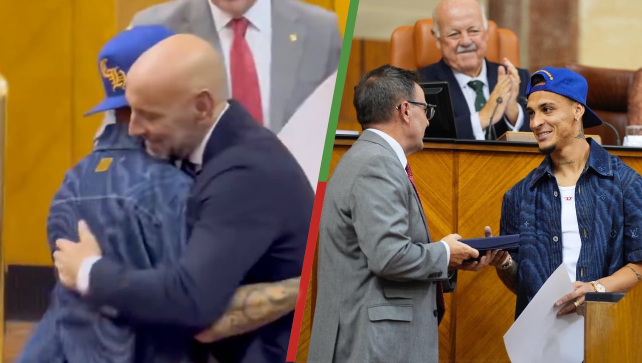 El abrazo de Monchi a Antony tras afirmar que prefiere "el fichaje de Vargas, que está rindiendo mejor en el Sevilla"