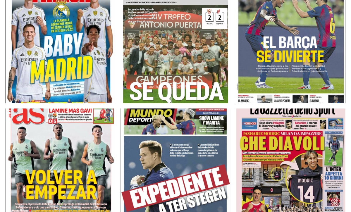 La preparación del Real Madrid, la goleada del Barcelona, Ter Stegen... Así vienen las portadas