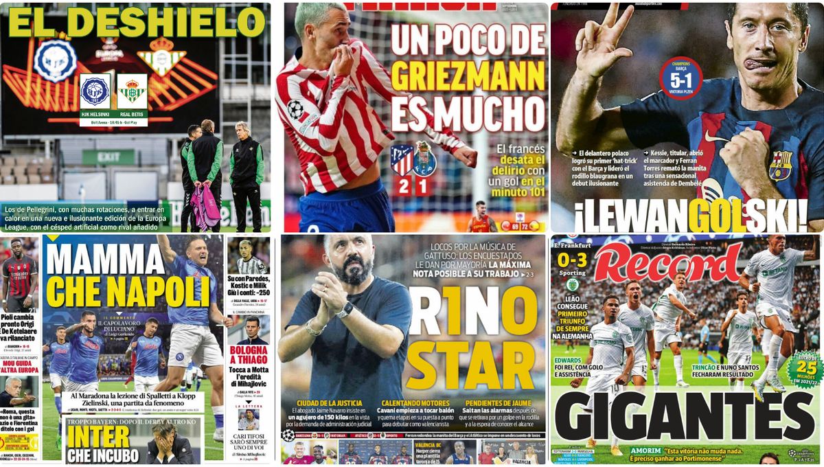 Deshielo en el Betis, sillas calientes en el Sevilla, Musonda, Griezmann, Lewandowski... las portadas del jueves 