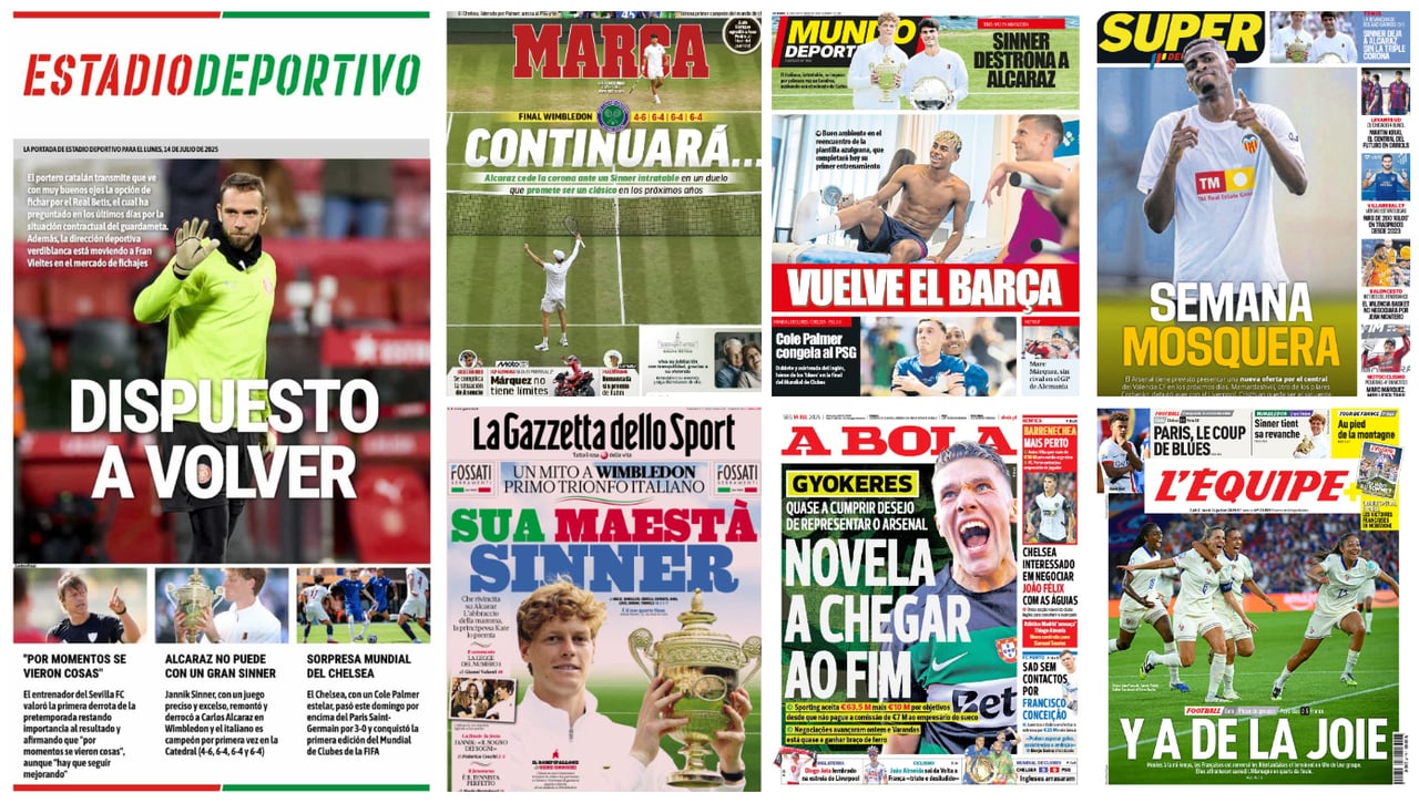 La respuesta de Pau López, el optimismo de Almeyda, la derrota de Alcaraz, Planeta Chelsea... las portadas del lunes 14 de julio de 2025 