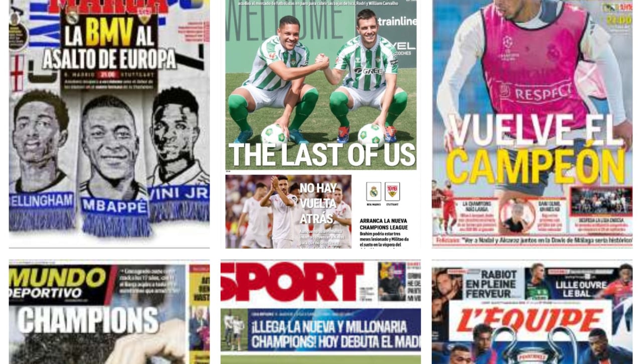 Los nuevos fichajes del Betis, el regreso de la Champions League, la lesión de Dani Olmo... Así vienen las portadas del día 17 de septiembre