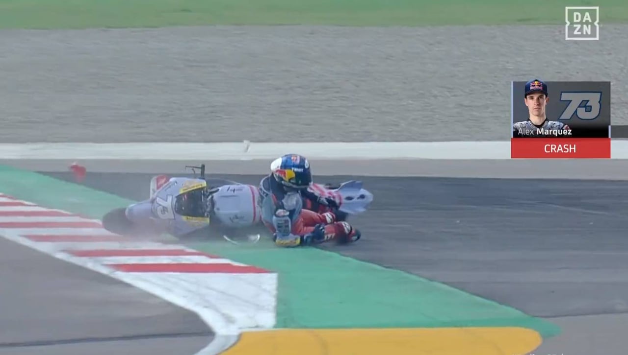 Álex Márquez, al hospital tras su duro accidente en el GP de la India de Moto GP