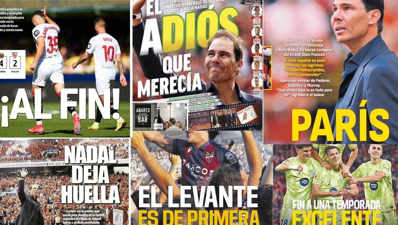 El homenaje a Nadal, la guinda del Barça, el triste final del Sevilla, la duda en el Betis... Así vienen las portadas   