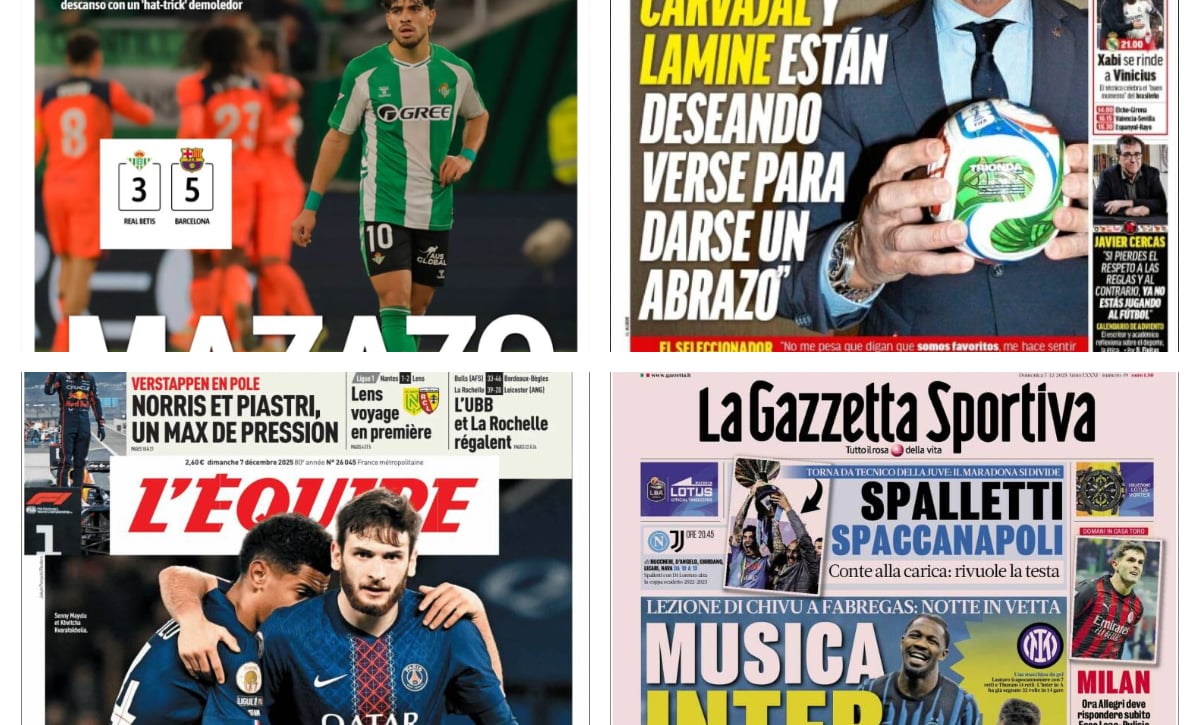 Mazazo bético, el Real Madrid vuelve a casa, la F1 se decide en Abu Dhabi…así vienen las portadas