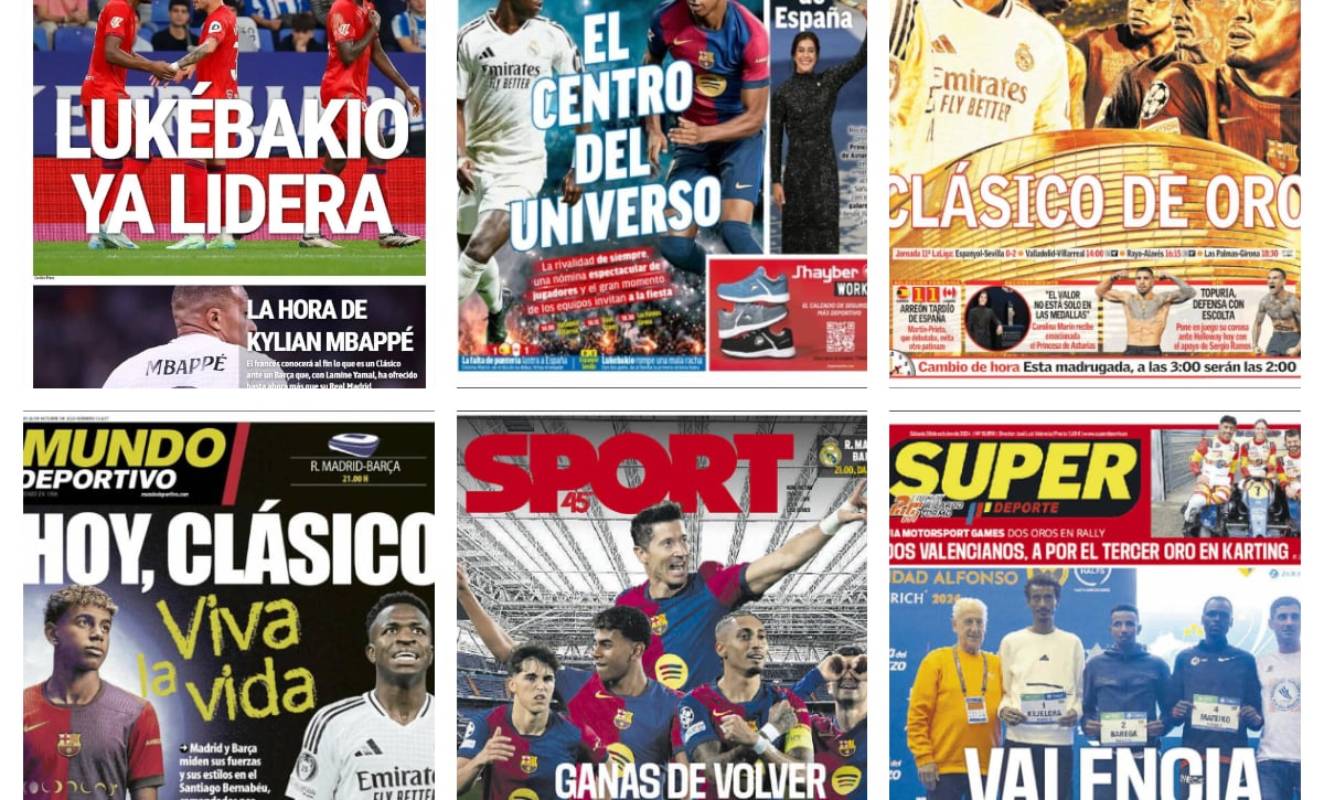 El Clásico, el Princesa de Asturias o el combate de Ilia Topuria: así vienen las portadas