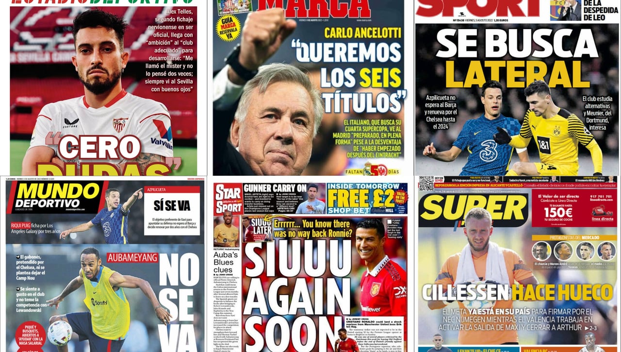 Alex Telles lo tiene claro, Aubameyang y el Chelsea, Azpilicueta abre la puerta a Meunier... Así vienen las portadas