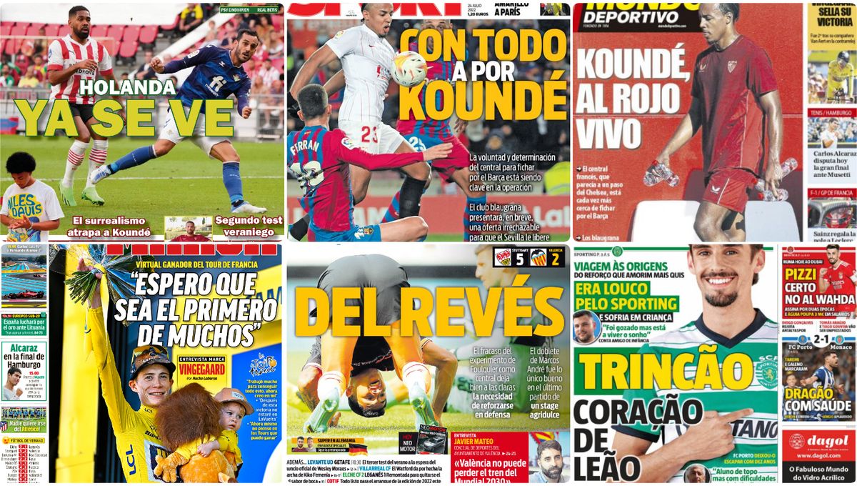 Las portadas del domingo 24 de julio: amistosos de Betis y Sevilla, Clásico y Koundé, muchísimo Koundé