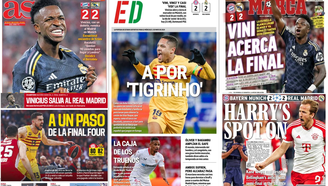 Derbi por Vitor Roque, Vinicius acerca la final, Nadal se despide... Así vienen las portadas