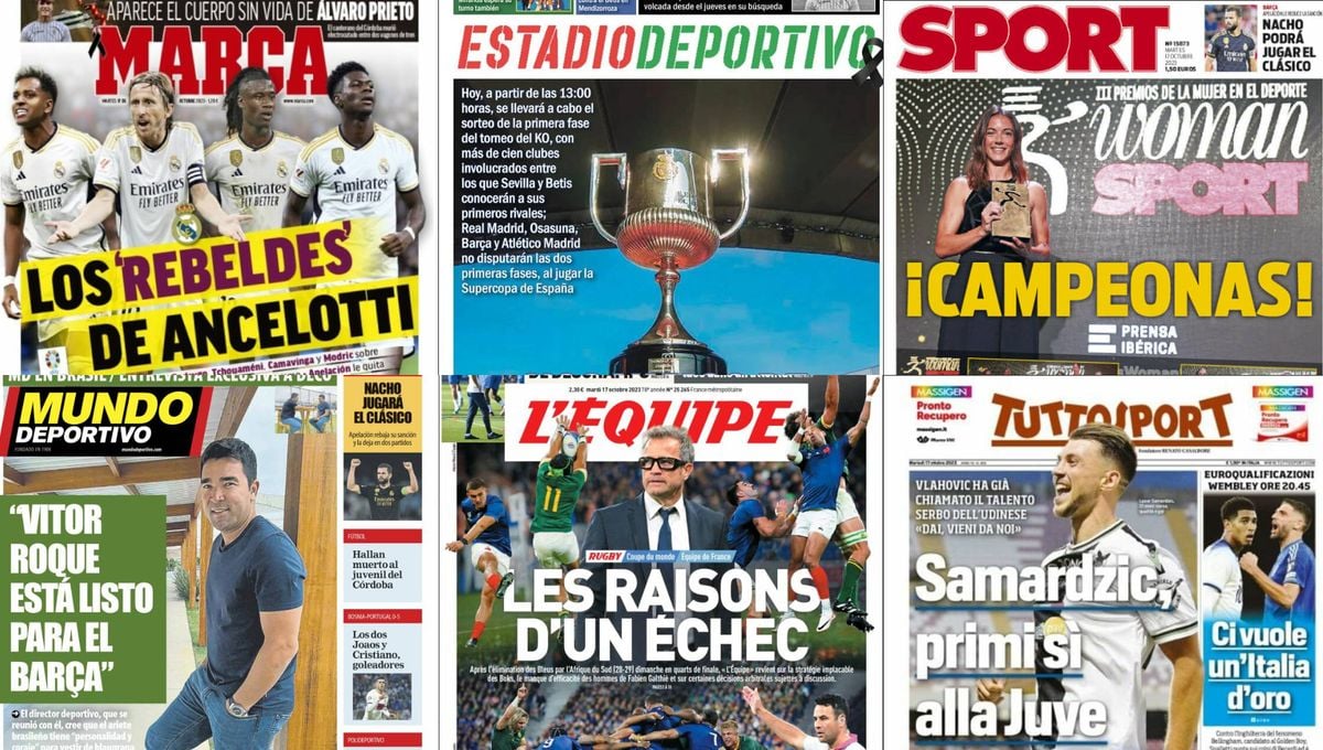Sorteo Copa del Rey, Álvaro Prieto, Cristiano Ronaldo, Alexia Putellas... portadas del martes 17 de octubre del 2023