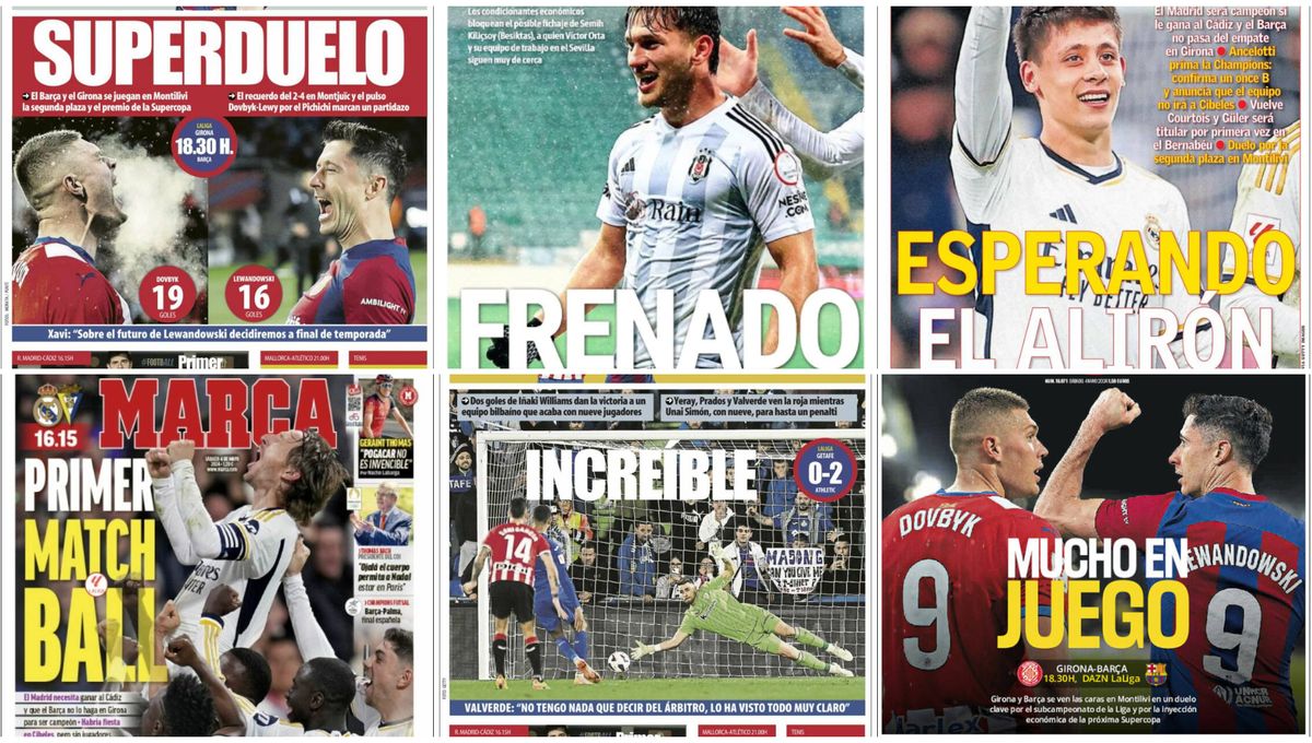 El alirón del Real Madrid, un difícil fichaje para el Sevilla, la mala fortuna de Assane Diao... Así vienen las portadas 