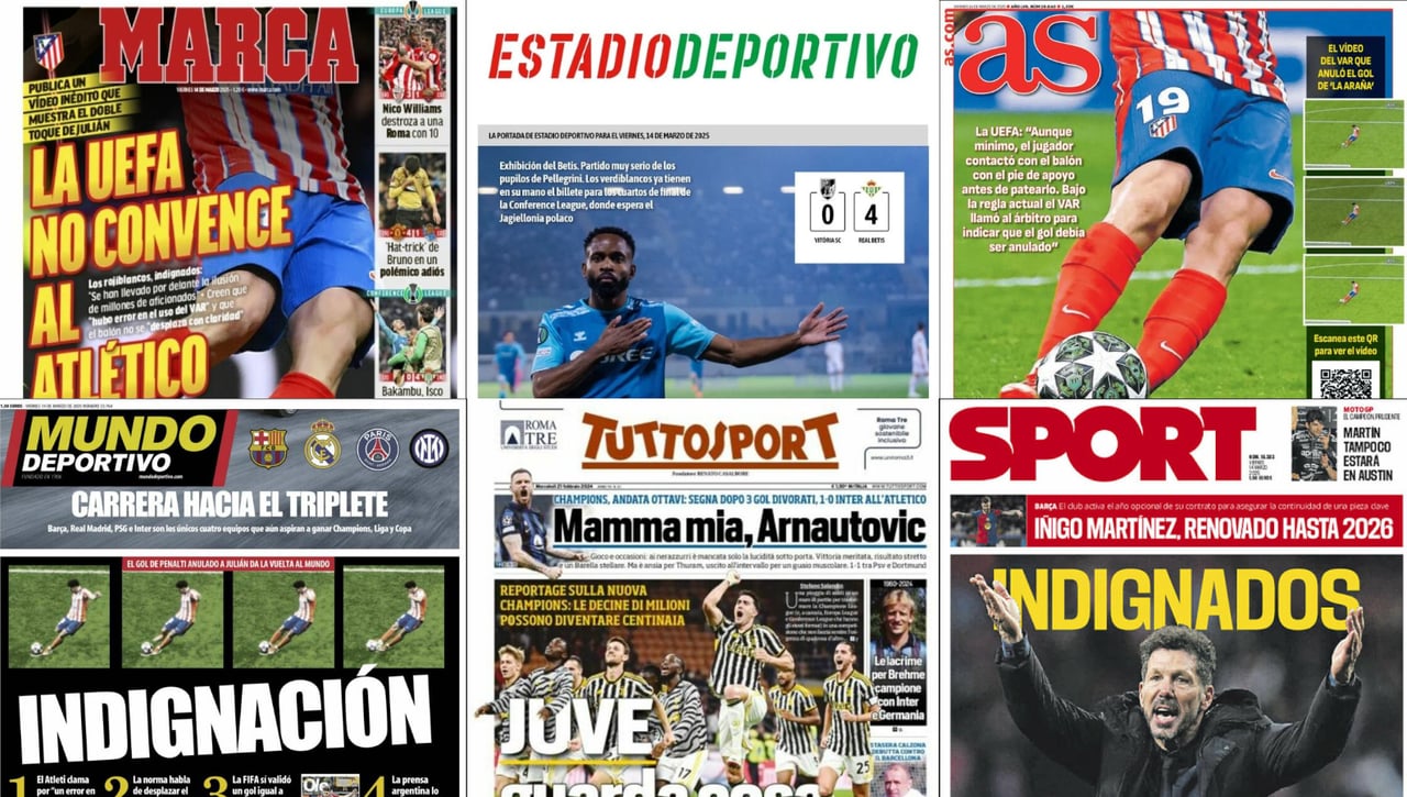 El Atlético de Madrid, la indignación con la UEFA y el recital del Betis en Europa, así vienen las portadas