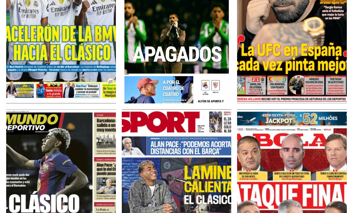 Un Betis apagado en Genk, el Sevilla quiere sumar ante la Real Sociedad, Lamine Yamal 'calienta' el Clásico... Así vienen las portadas