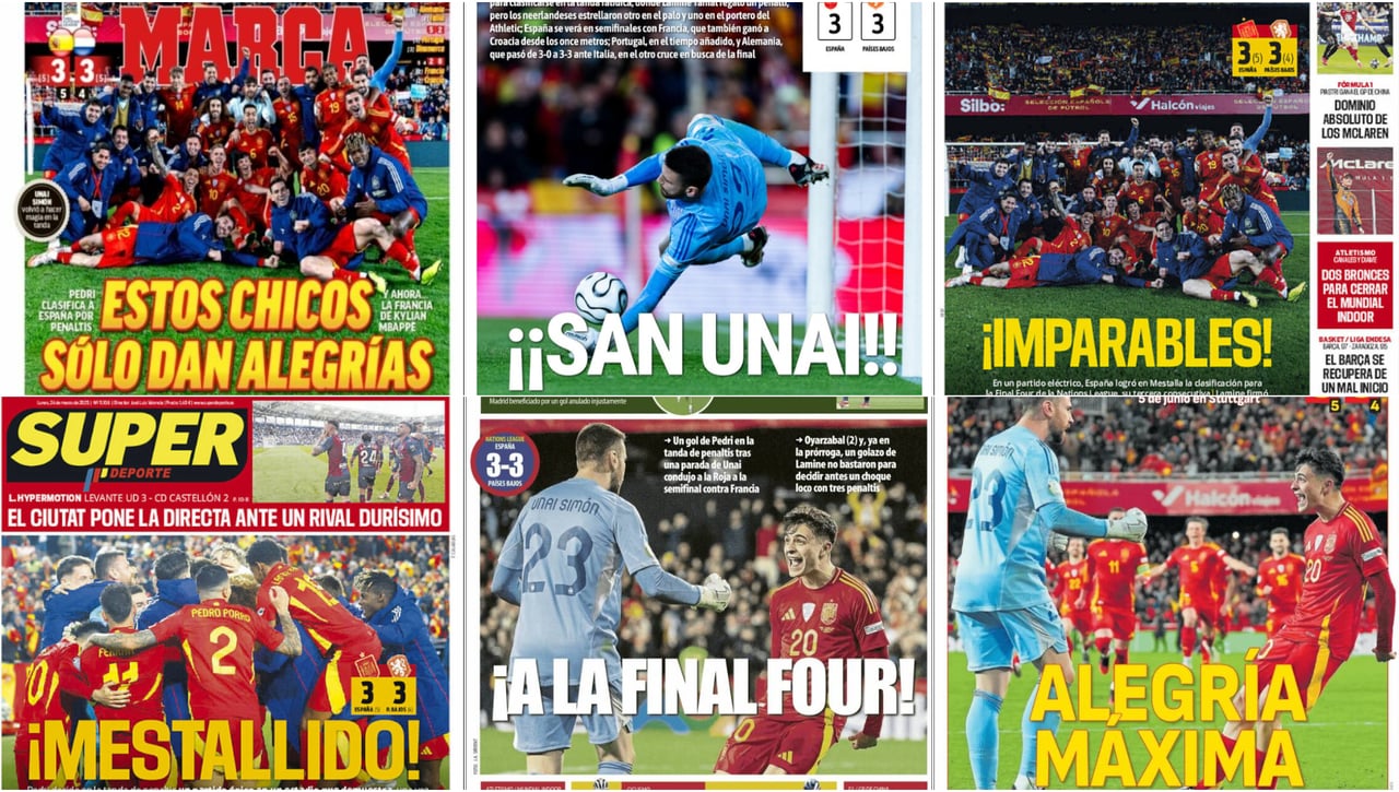 El agónico pase de España, el aviso de De la Fuente, El Gran Derbi... así vienen las portadas