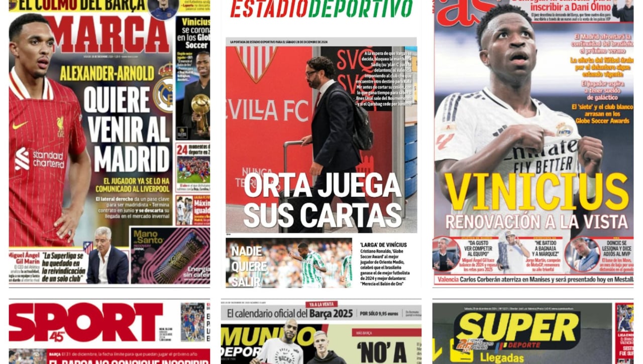 Víctor Orta se planta, la operación salida en el Betis, los Globe Soccer Awards 2024... Así vienen las portadas del día 28 de diciembre de 2024